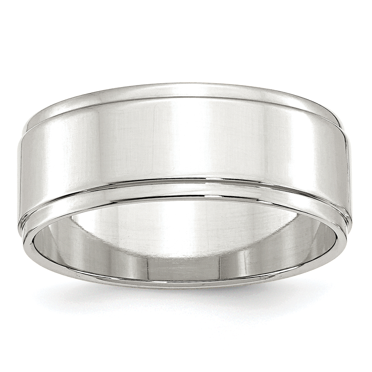 Sterling Silver 8mm Flat with Step Edge Size 10 Band (QWFE080-10)