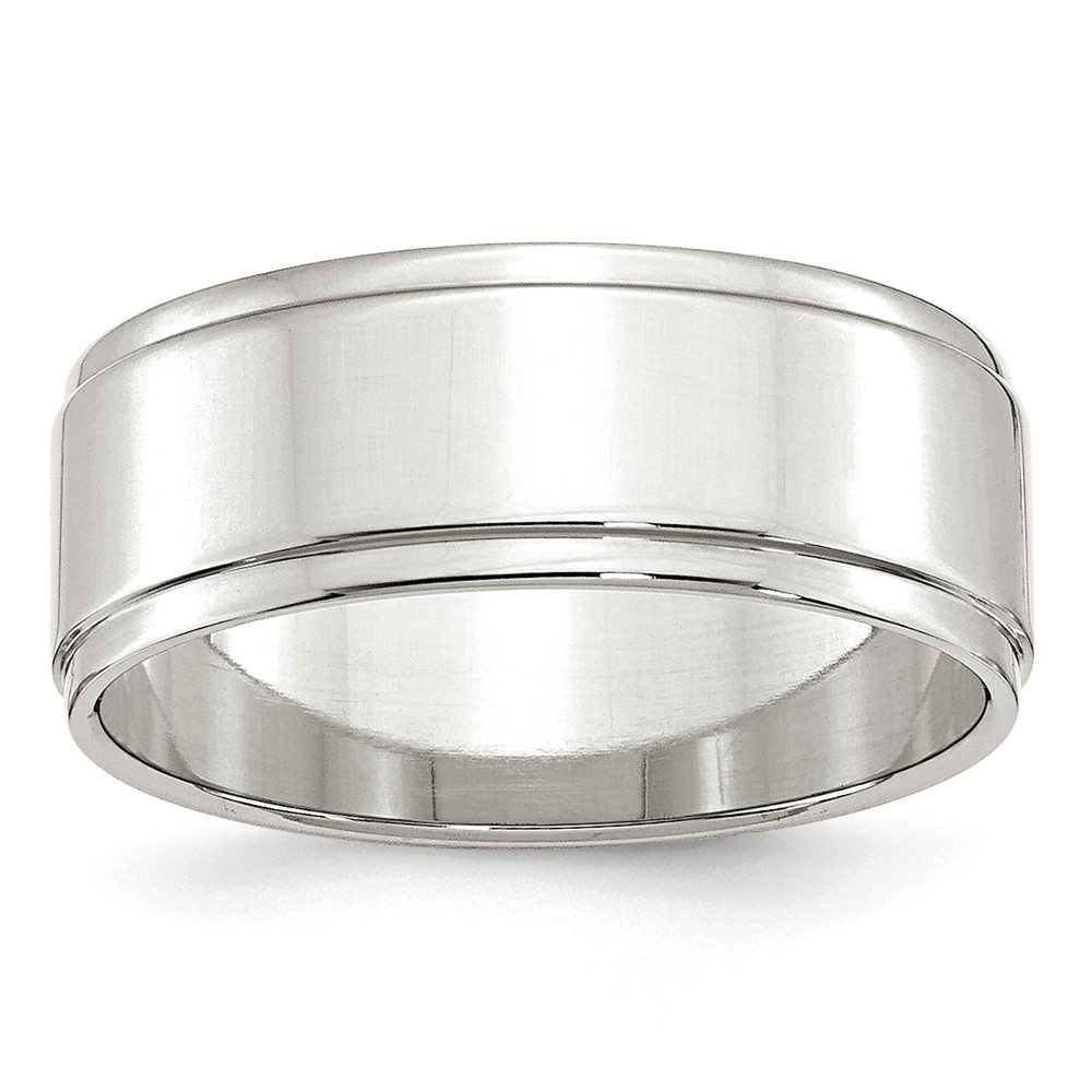 Sterling Silver 8mm Flat with Step Edge Size 10 Band (QWFE080-10)