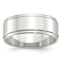 Sterling Silver 8mm Flat Band with Step Edge - Size 5 view 1