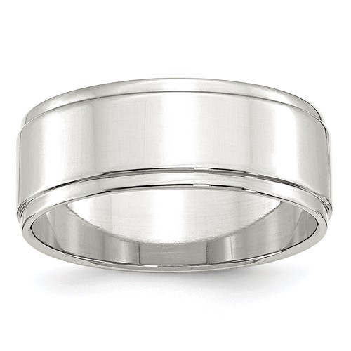 Sterling Silver 8mm Flat Band with Step Edge, Size 5