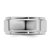 Sterling Silver Rhodium-plated 8mm Flat Band with Step Edge view 3