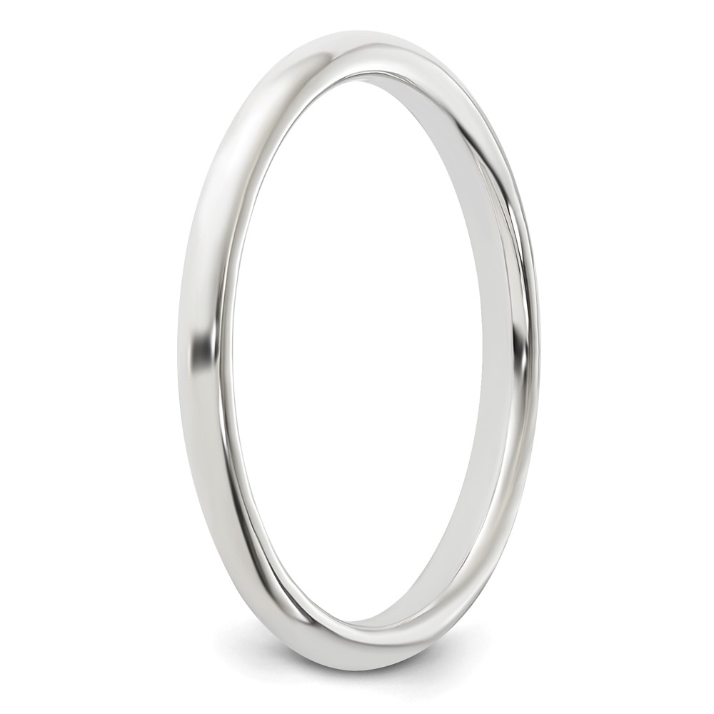 Sterling Silver Rhodium-plated 2mm Half-Round Size 6.5 Band (QWH020RH-6.5)