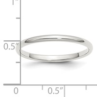 Sterling Silver Rhodium-plated 2mm Half-Round Band - Size 4 view 4