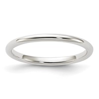 Sterling Silver 2mm Half Round Band - Size 4 view 1