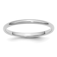 Sterling Silver Rhodium-plated 2mm Half-Round Band - Size 4 view 1