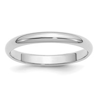 Sterling Silver Rhodium-plated 3mm Half-Round Band view 1