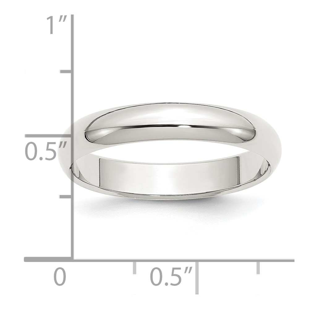 Sterling Silver Rhodium-plated 4mm Half-Round Size 6 Band (QWH040RH-6)