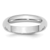 Sterling Silver Rhodium-plated 4mm Half-Round Band - Size 4 view 1