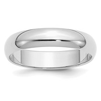 Sterling Silver Rhodium-plated 5mm Half-Round Band view 1