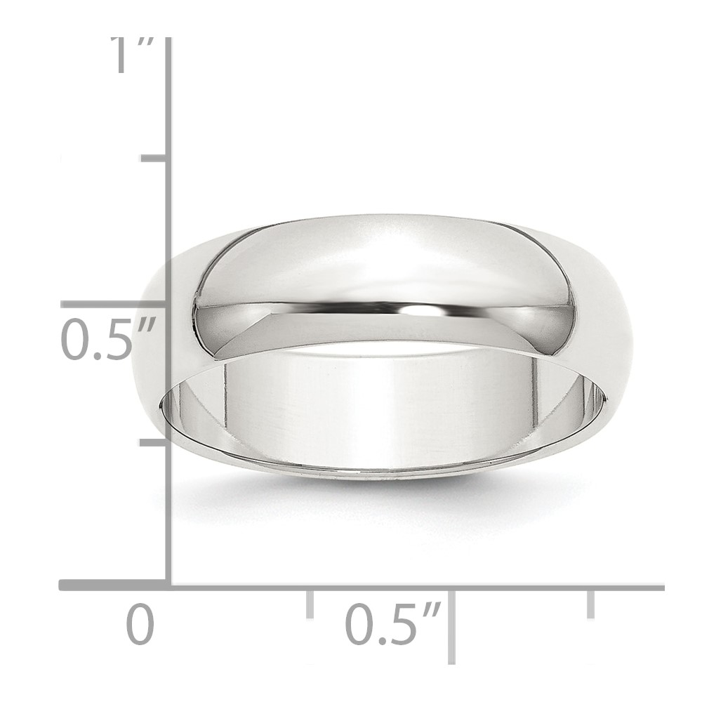 Sterling Silver 6mm Half Round Size 7 Band (QWH060-7)