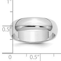 Sterling Silver Rhodium-plated 6mm Half-Round Band view 4