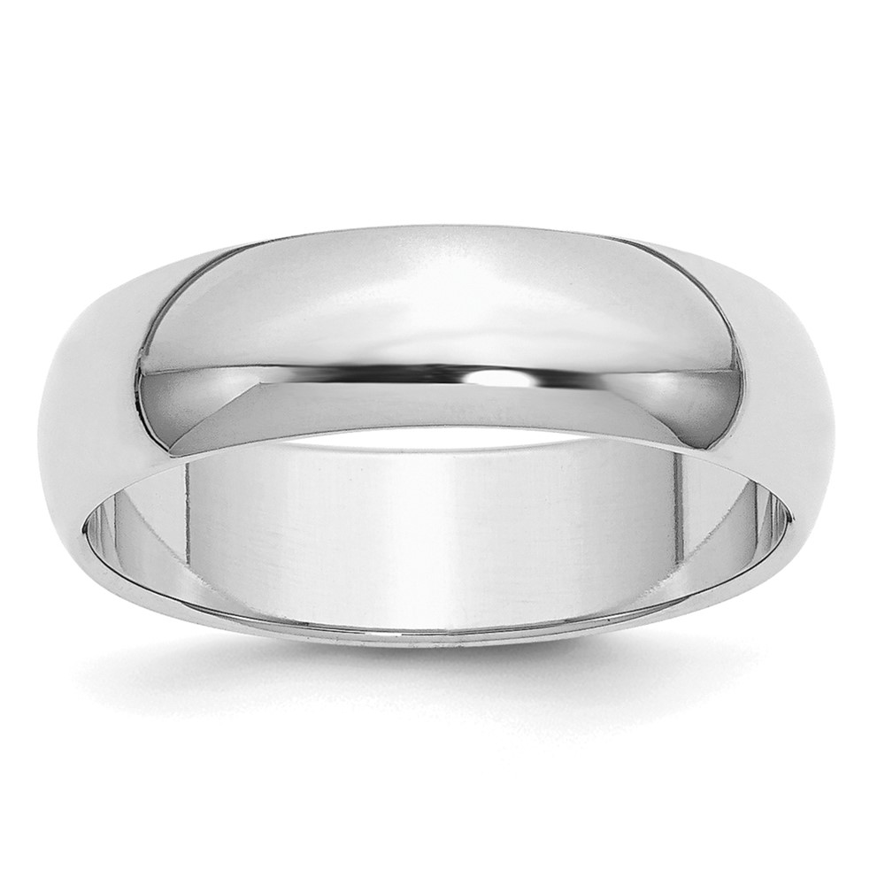 Sterling Silver Rhodium-plated 6mm Half-Round Size 10.5 Band (QWH060RH-10.5)