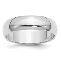 Sterling Silver Rhodium-plated 6mm Half-Round Band view 1