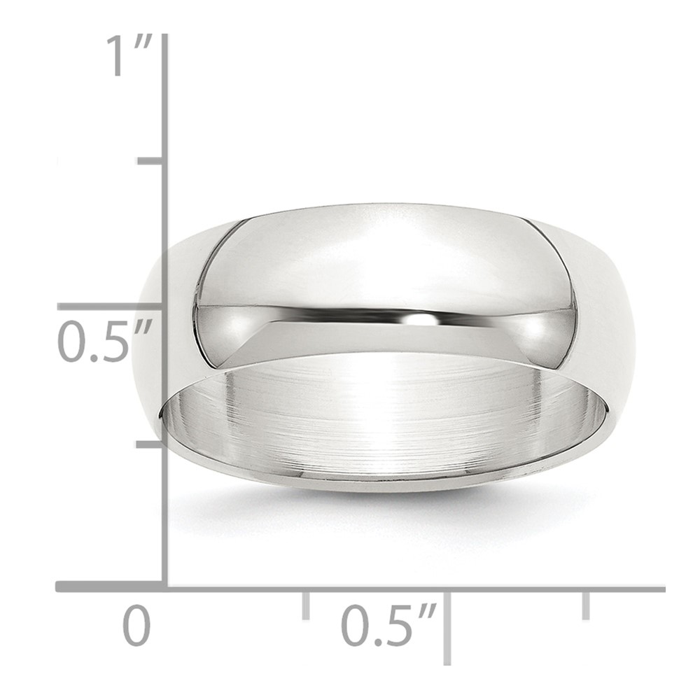 Sterling Silver 7mm Half Round Size 9 Band (QWH070-9)