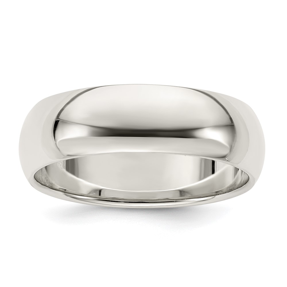 Sterling Silver 7mm Half Round Size 12.5 Band (QWH070-12.5)