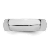 Sterling Silver Rhodium-plated 7mm Half-Round Band view 3