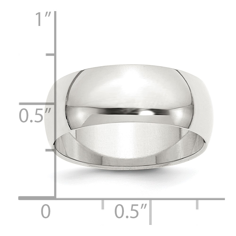 Sterling Silver 8mm Half Round Size 11.5 Band (QWH080-11.5)