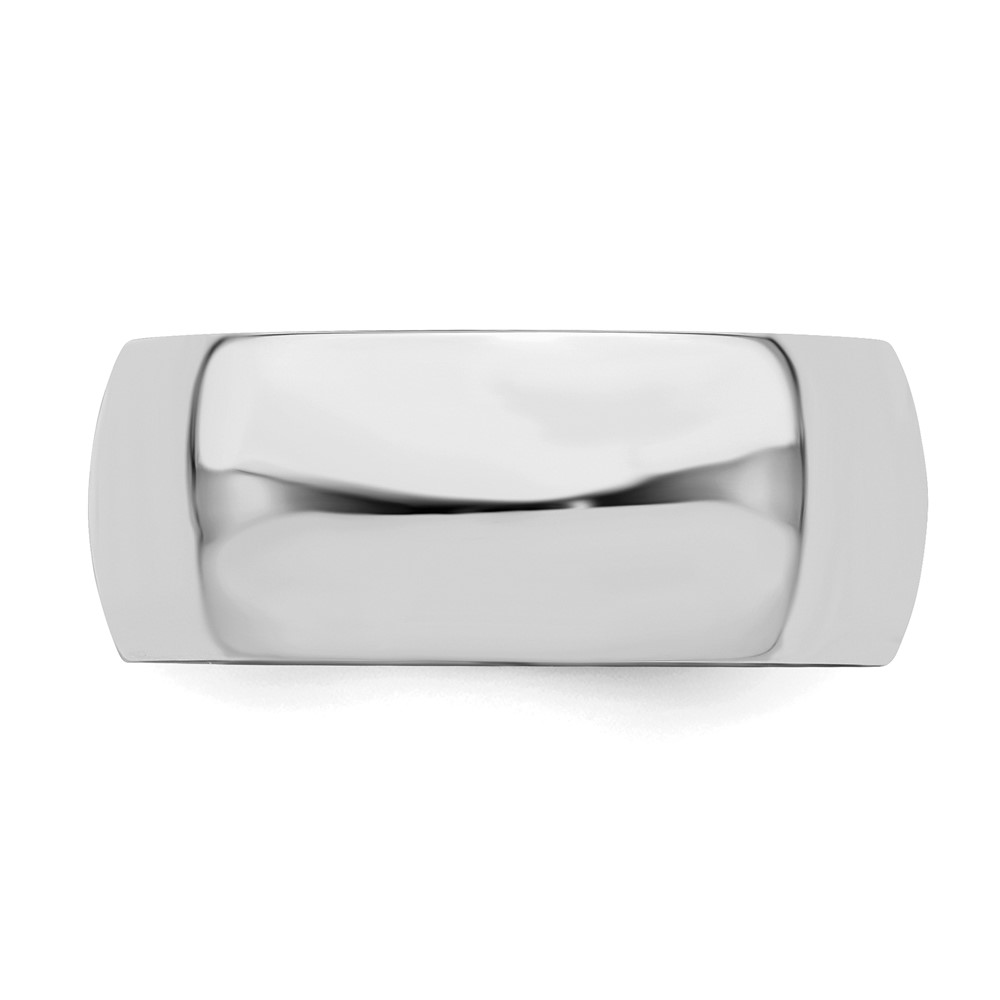 Sterling Silver Rhodium-plated 8mm Half-Round Size 6 Band (QWH080RH-6)