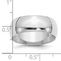 Sterling Silver Rhodium-plated 8mm Half-Round Size 5 Band view 4