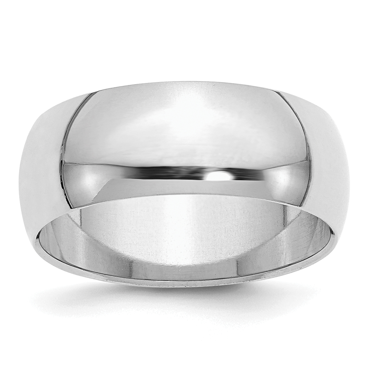 Sterling Silver Rhodium-plated 8mm Half-Round Size 5 Band (QWH080RH-5)