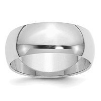 Sterling Silver Rhodium-plated 8mm Half-Round Size 5 Band view 1