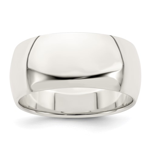Sterling Silver 9mm Half Round Band, Size 4
