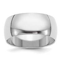 Sterling Silver Rhodium-plated 9mm Half-Round Band view 1