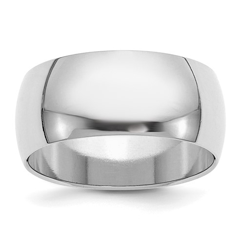 Sterling Silver Rhodium-plated 9mm Half-Round Band, Size 5