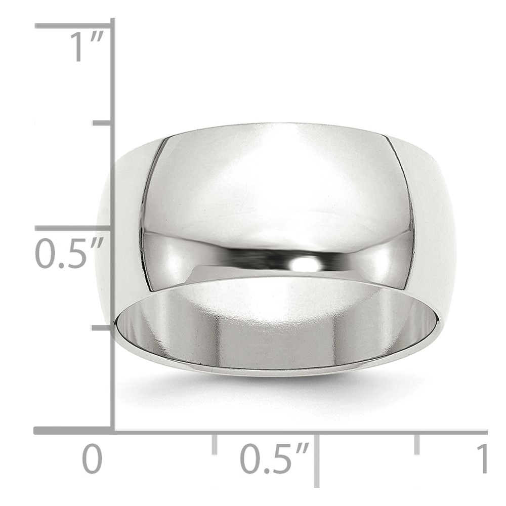 Sterling Silver 10mm Half Round Size 10 Band (QWH100-10)