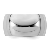 Sterling Silver Rhodium-plated 10mm Half-Round Band view 3