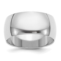 Sterling Silver Rhodium-plated 10mm Half-Round Band view 1