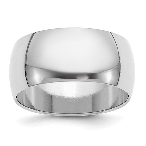 Sterling Silver Rhodium-plated 10mm Half-Round Band, Size 6
