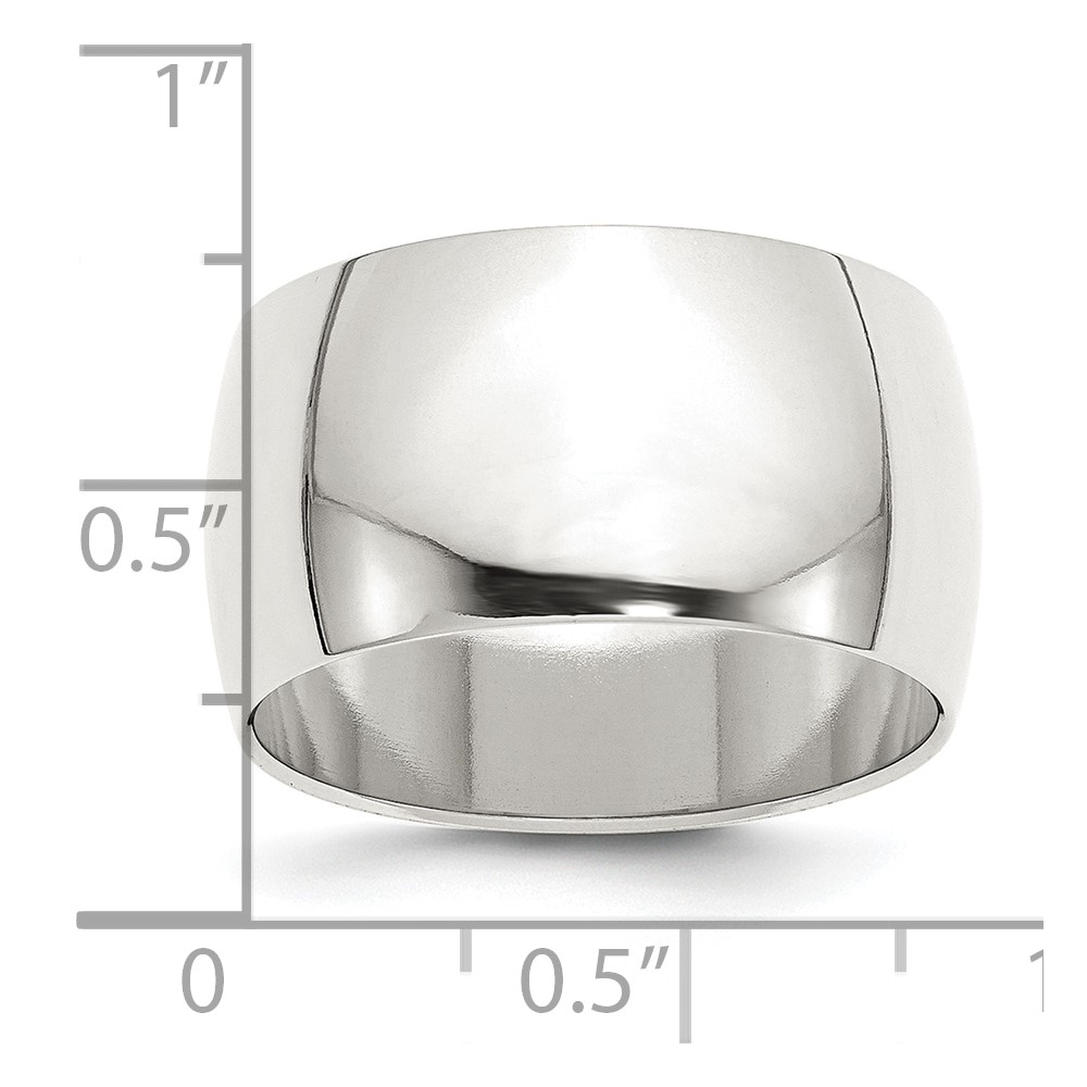 Sterling Silver 12mm Half Round Size 9 Band (QWH120-9)