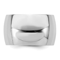 Sterling Silver Rhodium-plated 12mm Half-Round Band view 3