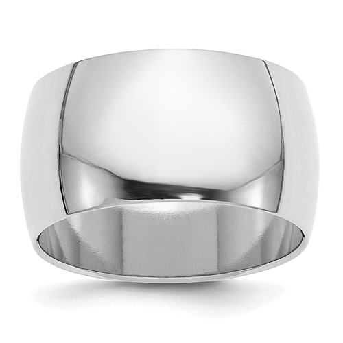 Sterling Silver Rhodium-plated 12mm Half-Round Band, Size 4