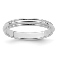 Sterling Silver 3mm Half Round Milgrain Band view 1