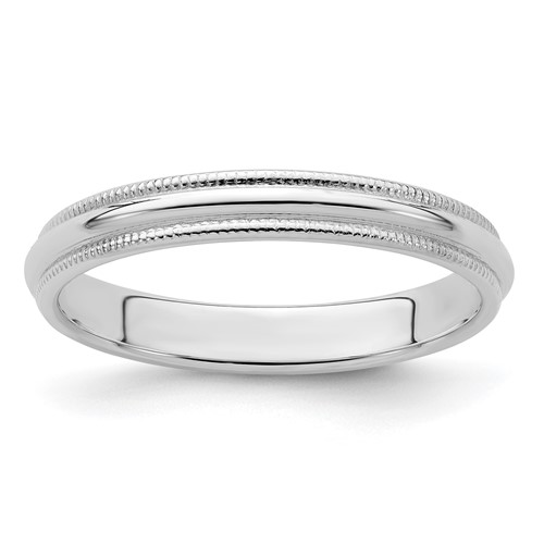 Sterling Silver 3mm Half Round Milgrain Size 4.5 Band