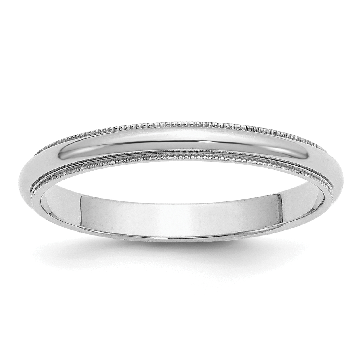 Sterling Silver Rhodium-plated 3mm Half Round Milgrain Size 8 Band (QWM030RH-8)