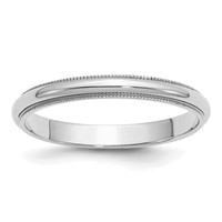 Sterling Silver Rhodium-plated 3mm Half Round Milgrain Band view 1