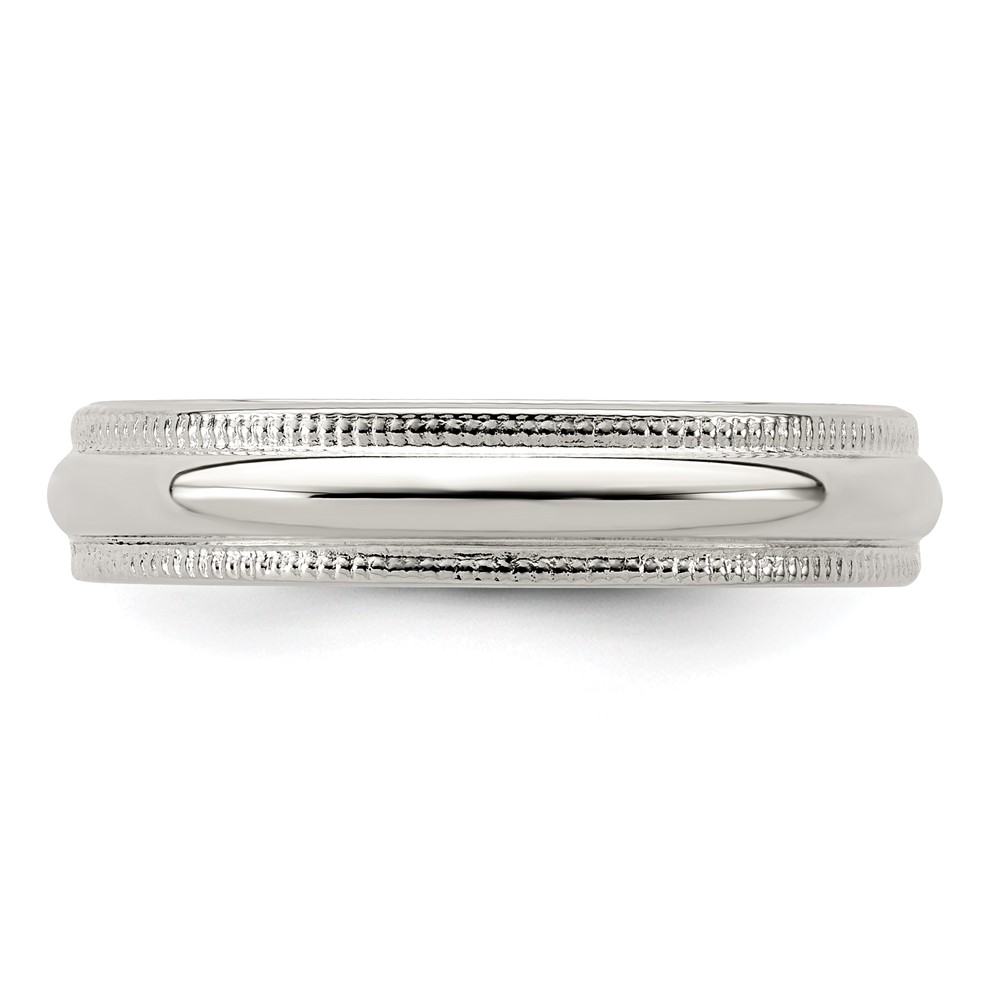 Sterling Silver 4mm Half Round Milgrain Size 5 Band (QWM040-5)