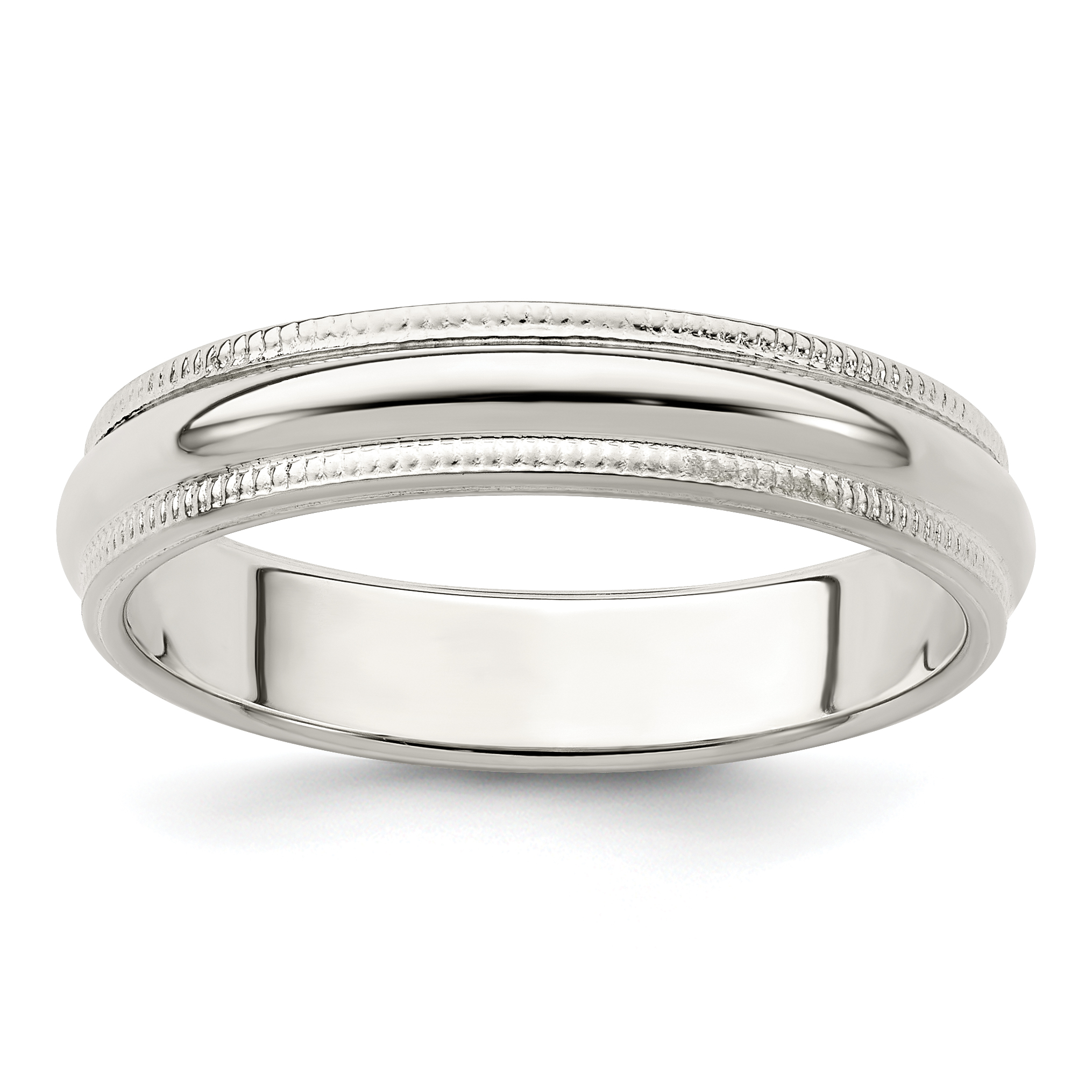 Sterling Silver 4mm Half Round Milgrain Size 10 Band (QWM040-10)