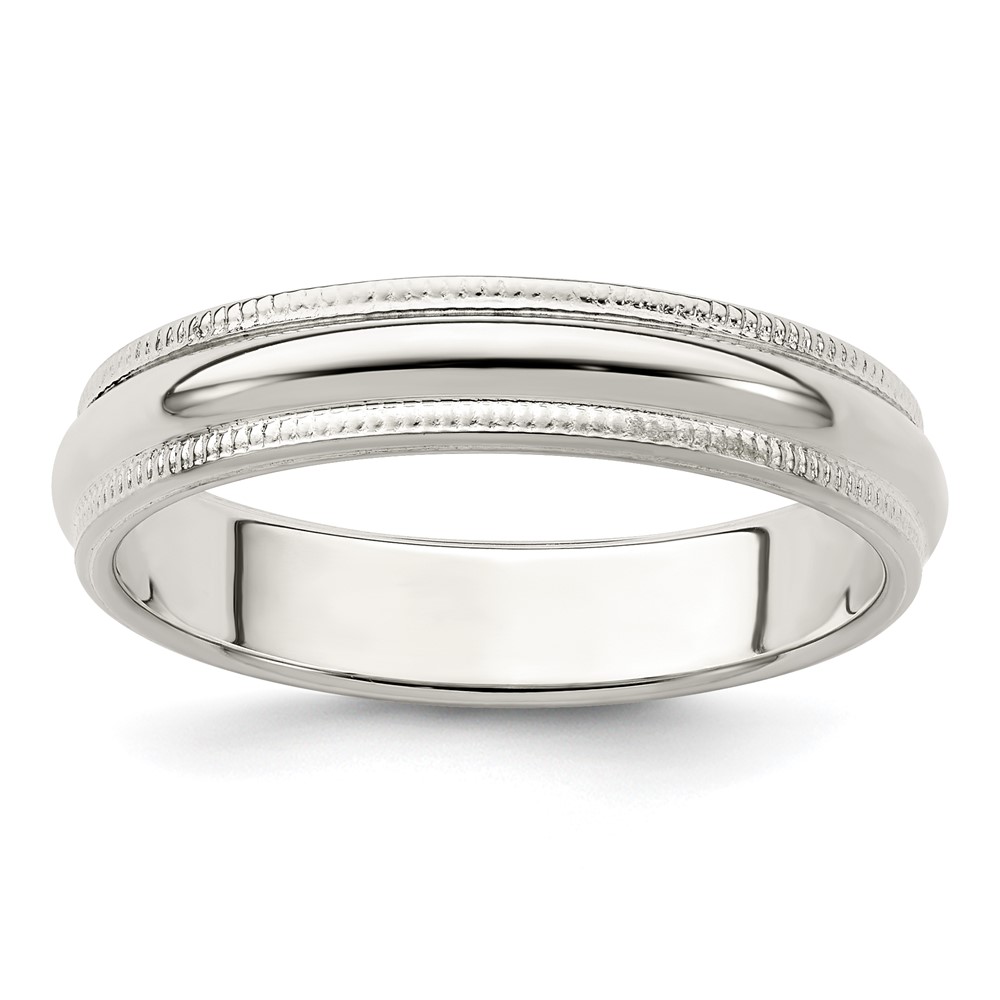 Sterling Silver 4mm Half Round Milgrain Size 10 Band (QWM040-10)