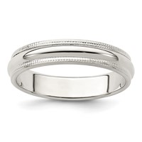 Sterling Silver 4mm Half Round Milgrain Band view 1