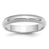 Sterling Silver Rhodium-plated 4mm Half Round Milgrain Band view 1