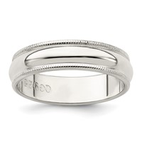 Sterling Silver 5mm Half Round Milgrain Band view 1