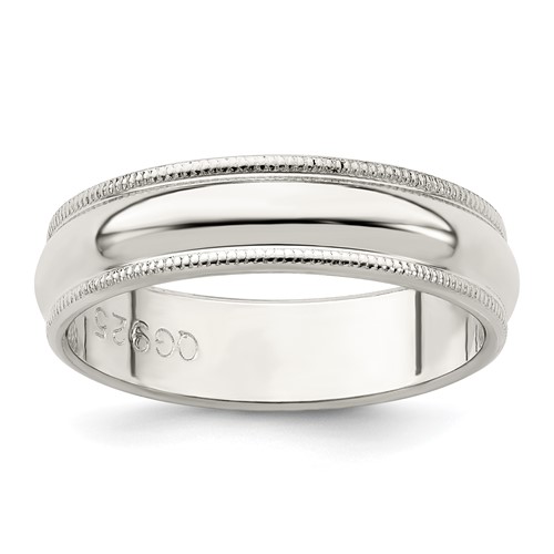 Sterling Silver 5mm Half Round Milgrain Band, Size 4