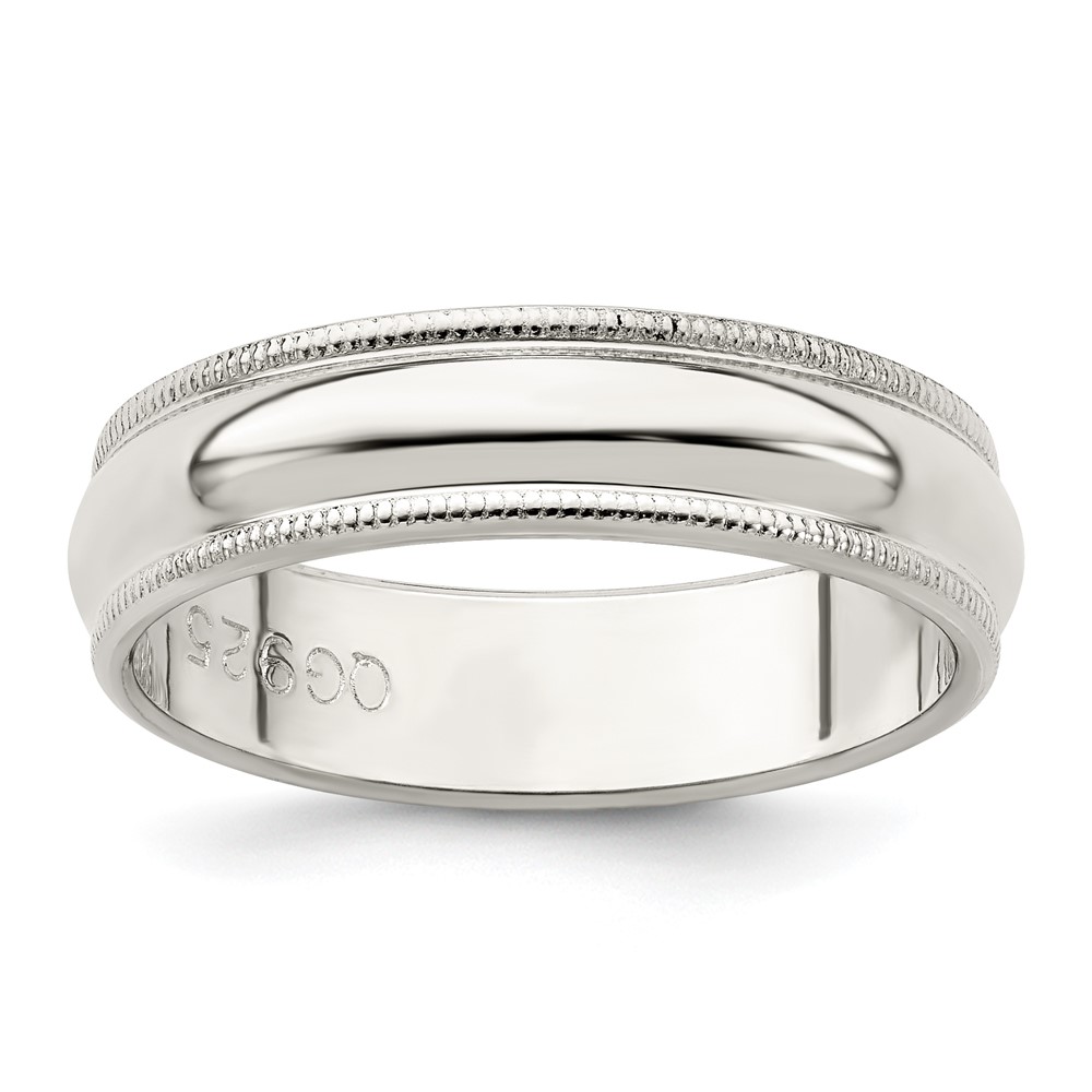 Sterling Silver 5mm Half Round Milgrain Size 12.5 Band (QWM050-12.5)