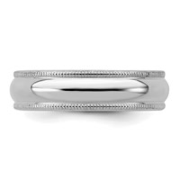 Sterling Silver Rhodium-plated 5mm Half Round Milgrain Band view 3