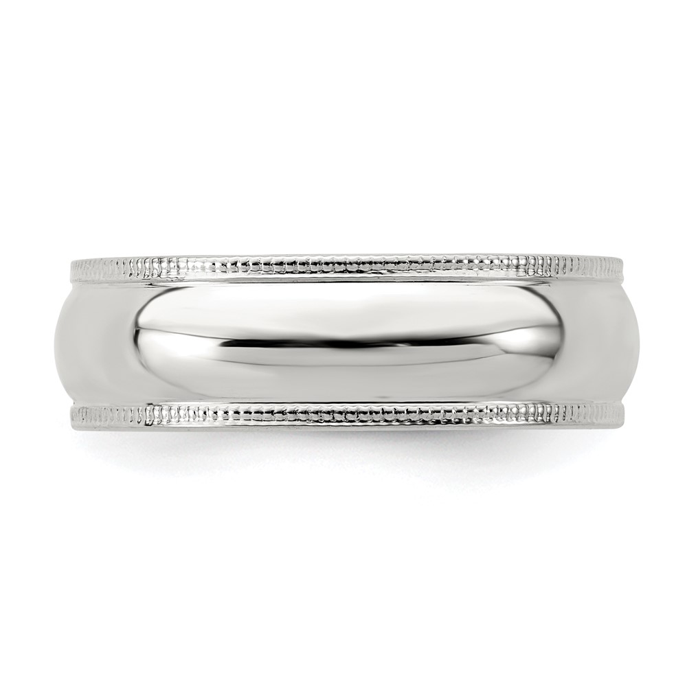 Sterling Silver 6mm Half Round Milgrain Size 10 Band (QWM060-10)