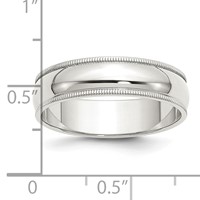 Sterling Silver Rhodium-plated 6mm Half Round Milgrain Band view 4